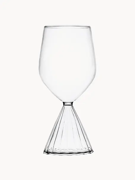 Handgefertigtes Weißweingläser Tutu, 2 Stück, Borosilikatglas, Transparent, Ø 10 x H 17 cm, 550 ml