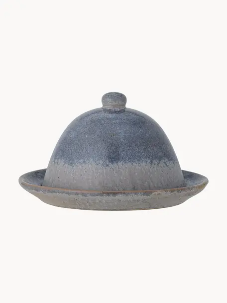 Handgemaakte botervloot Hariet met reactief glazuur, Keramiek, Blauwtinten, Ø 16 x H 9 cm