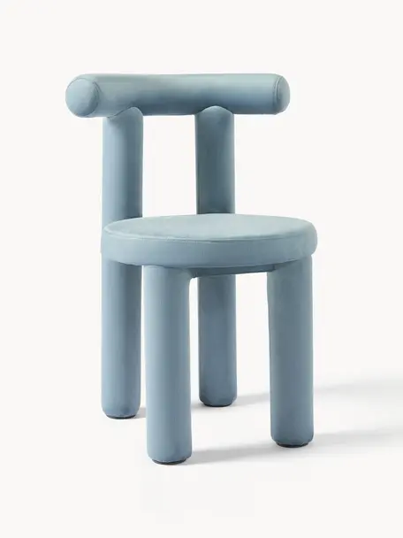 Sametová čalouněná židle Calan, Světle modrá, Š 55 cm, H 52 cm