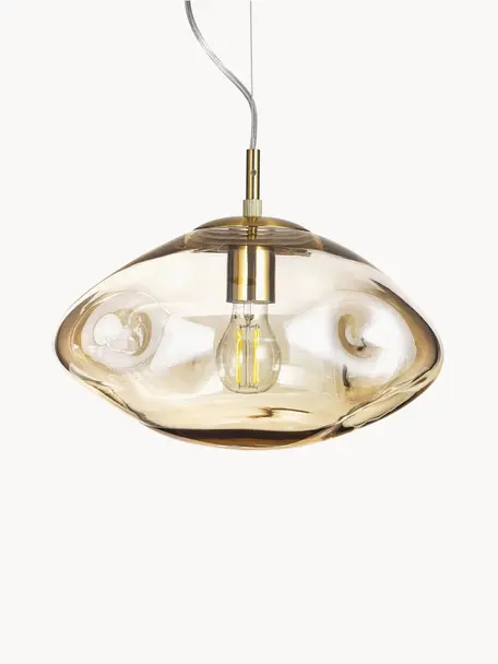 Lámpara de techo de vidrio Amora, Pantalla: vidrio, Cable: plástico, Beige, dorado, Ø 35 x Al 20 cm