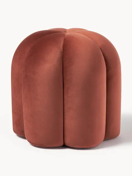 Pouf en velours Cali, Velours terracotta, Ø 46 x haut. 44 cm