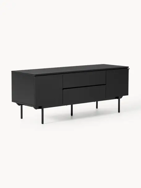 Aparador de madera Elona, Estructura: tablero de fibras de dens, Negro, An 140 x Al 55 cm