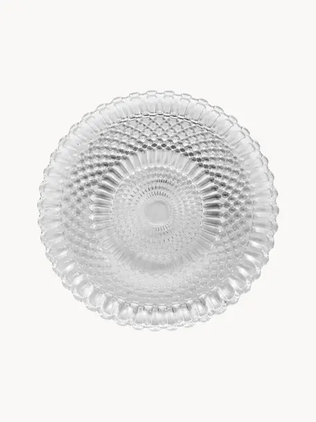 Assiettes plates en verre à embossages décoratifs Milesia, 2 pièces, Verre, Transparent, Ø 28 cm