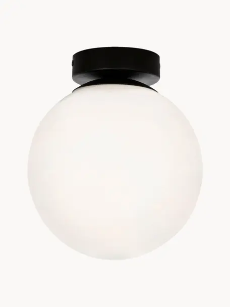 Kleine plafondlamp Lido van opaalglas, Zwart, wit, Ø 20 x H 23 cm