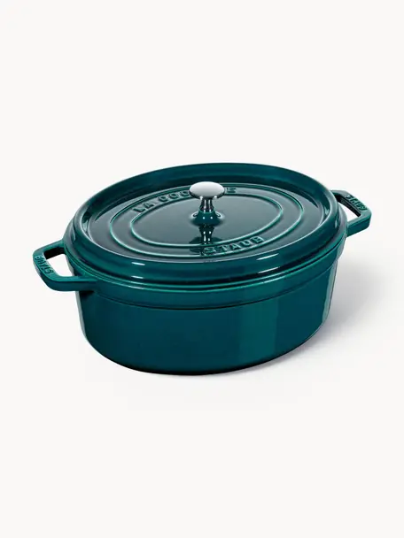 Casseruola ovale in ghisa La Cocotte, Ghisa smaltata, Blu, argento, Larg. 38 x Alt. 17 cm, 5,5 l