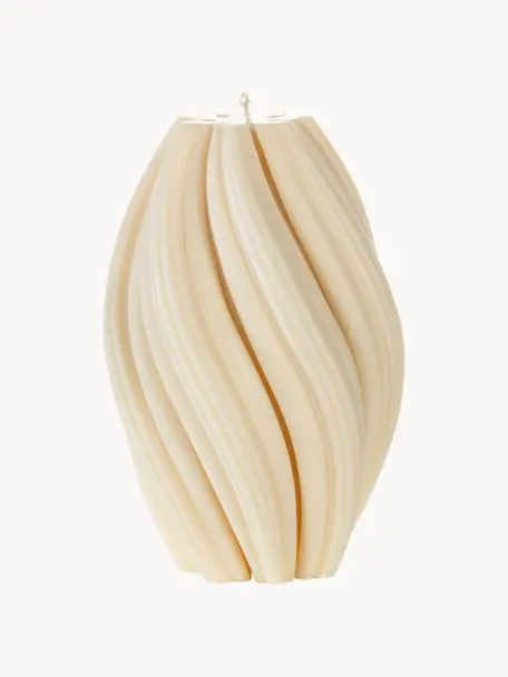 Bougie artisanale design Florence, haut. 19 cm, Cire, Blanc crème, Ø 12 x haut. 19 cm