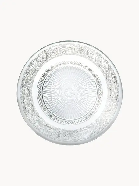 Sklenený plytký tanier s reliéfom Imperial, 6 ks, Sklo, Priehľadná, Ø 25 cm
