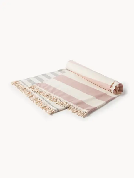 Fouta a rayas con flecos Priya, 100% algodón
Gramaje ligero 210 g/m²

El material utilizado para este producto ha sido probado contra sustancias nocivas y está certificado según el STANDARD 100 by OEKO-TEX®, 3883CIT, CITEVE., Tonos rosas, gris, beige, An 100 x L 180 cm