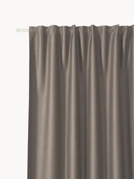 Rideaux obscurcissants avec ruflette multiple Asher, 2 pièces, 100 % polyester

Le matériau est certifié STANDARD 100 OEKO-TEX®, 21.HCN.84377, Hohenstein HTTI, Taupe, larg. 140 x long. 260 cm