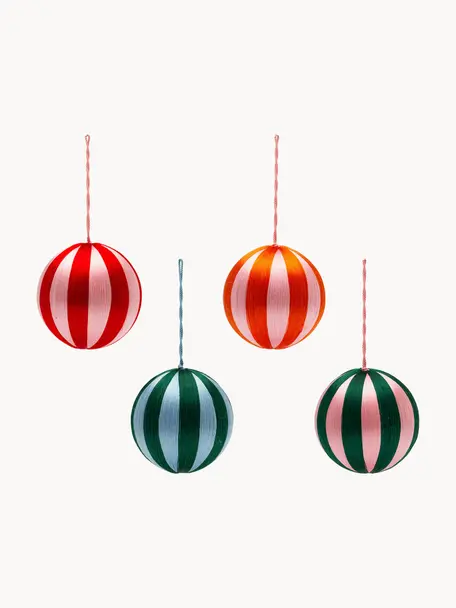 Grote kerstballen Corded, set van 4, Kunstvezels, Meerkleurig, Ø 15 cm