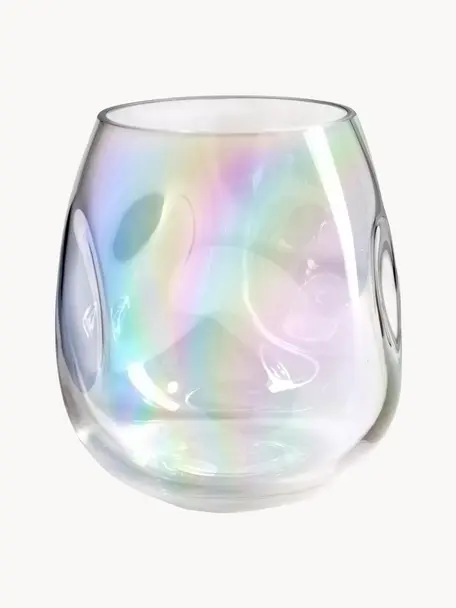 Vase irisé en verre soufflé bouche Rainbow, Verre, soufflé bouche, Transparent, irisé, Ø 17 x haut. 17 cm