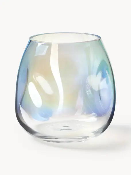 Vaso in vetro soffiato Rainbow, Vetro soffiato, Trasparente, iridescente, Ø 17 x Alt. 17 cm