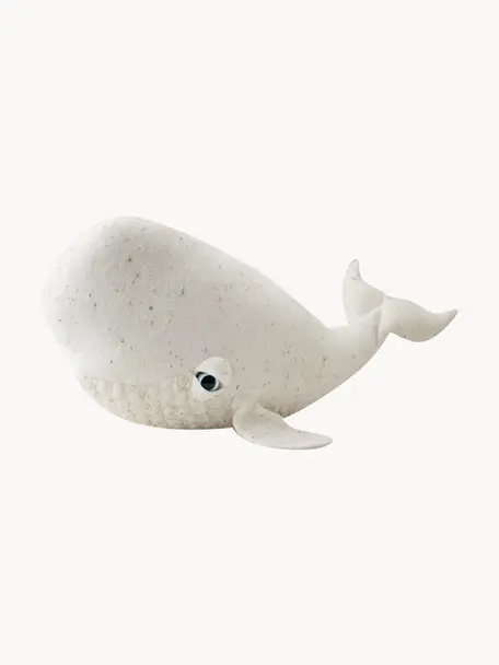 Handgefertigtes Kuschelkissen Beluga, Rückseite: 100 % Baumwolle, Off White, gesprenkelt, B 46 x H 21 cm