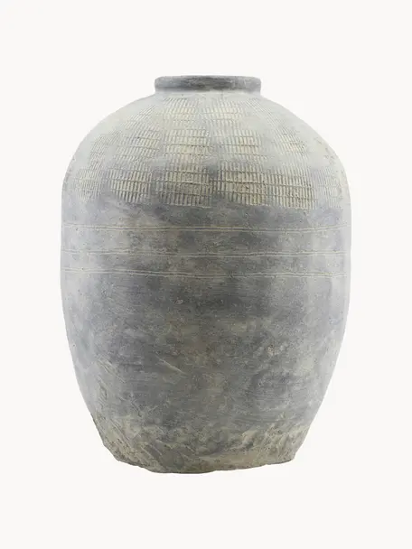 Vase en béton à poser au sol Rustik, Béton, Gris-bleu, vert olive, Ø 37 x haut. 47 cm