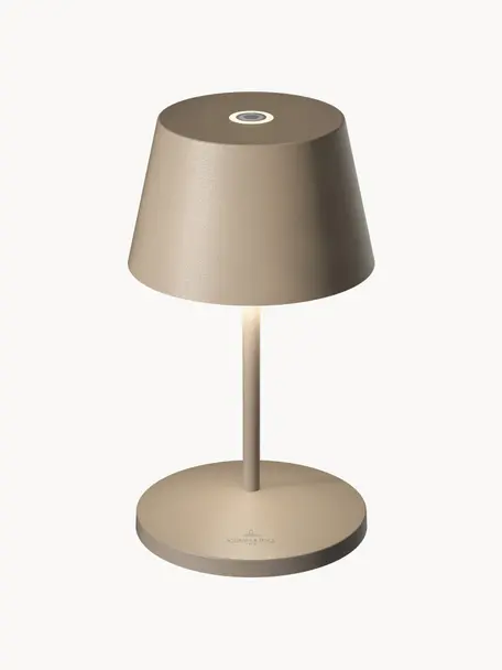 Lampada da esterno portatile a LED con luce regolabile Seoul, Lampada: alluminio rivestito, Beige opaco, Ø 11 x Alt. 20 cm