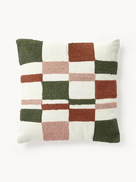 Housse de coussin 45x45 avec motif à carreaux tuftés Scout, 100 % coton

Le matériau est certifié STANDARD 100 OEKO-TEX®,
21.HIN.47113, Hohenstein, Vert, rouge rouille, vieux rose, larg. 45 x long. 45 cm