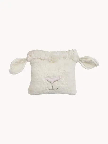 Knuffelkussen Sheep, Bekleding: 100% wol, Crèmewit, roze, B 37 x L 34 cm