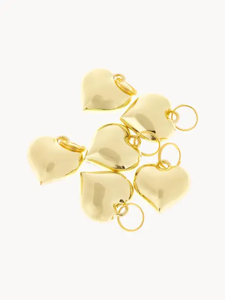 Llaveros regalo Charm Heart, 6 uds., Metal, Dorado, Ø 2 x Al 3 cm