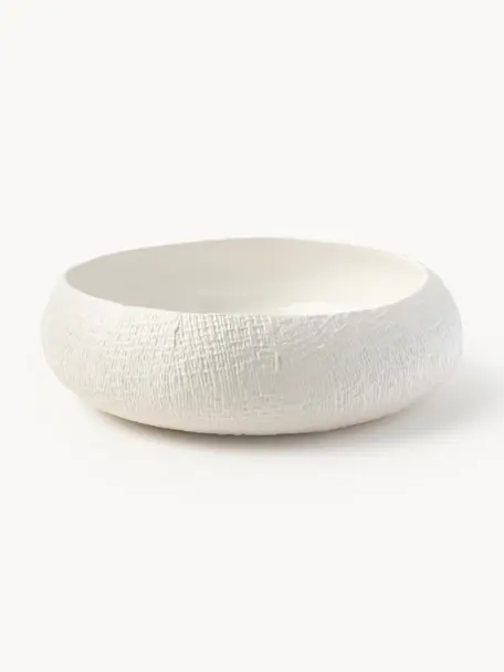 Bol artesanal de cerámica Wendy, Cerámica, Blanco crema, Ø 31 x Al 10 cm
