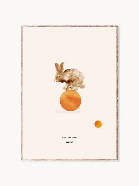 Póster Rocky the Rabbit, Papel con acabado mate de 230 g, impresión digital a 12 colores.

Este producto está hecho de madera de origen sostenible y con certificación FSC®., Tonos beige, naranja, An 50 x Al 70 cm