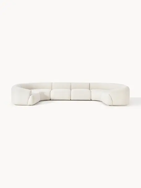 Sofá rinconera modular grande Sofia, Tapizado: 100% polipropileno Alta r, Estructura: madera de abeto, tablero , Patas: plástico El material util, Tejido blanco crema, An 450 x F 231 cm