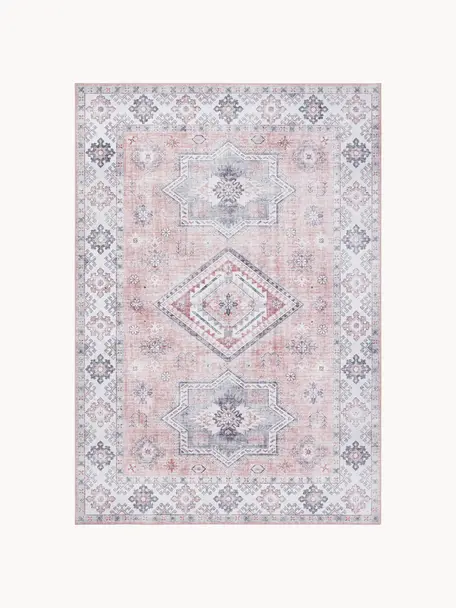 Vloerkleed Gratia met ornament patroon, 100% polyester, Roze- en grijstinten, B 160 x L 230 cm (maat M)