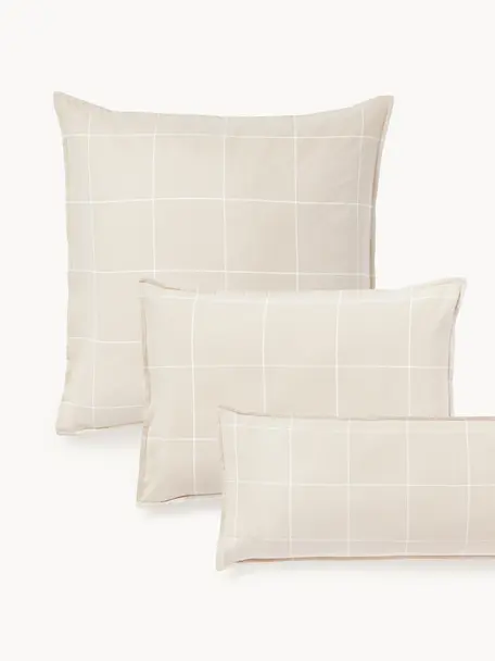 Funda de almohada de franela Noelle, Beige claro, blanco, An 45 x L 110 cm