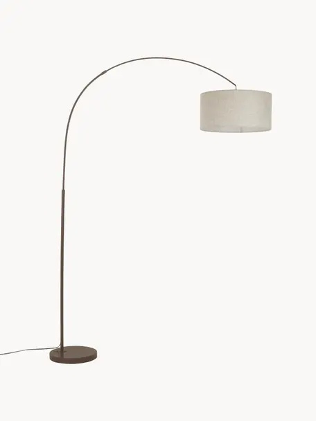 Veľká oblúková lampa Niels, Béžová, tmavohnedá, V 218 cm
