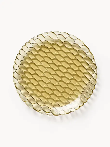 Assiettes plates avec motif texturé Jellies, 4 pièces, Plastique, Jaune pâle, Ø 27 cm