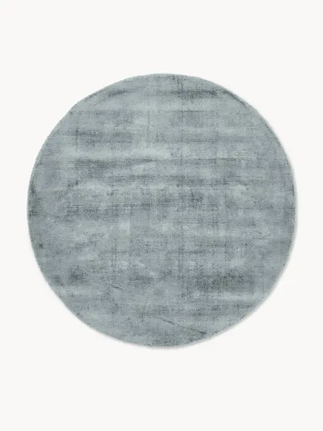 Runder Viskoseteppich Jane, handgewebt, Flor: 100 % Viskose, Graublau, Ø 120 cm (Größe S)