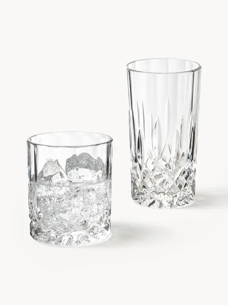Gläser George mit Kristallrelief, 8er-Set, Glas, Transparent, Set mit verschiedenen Grössen