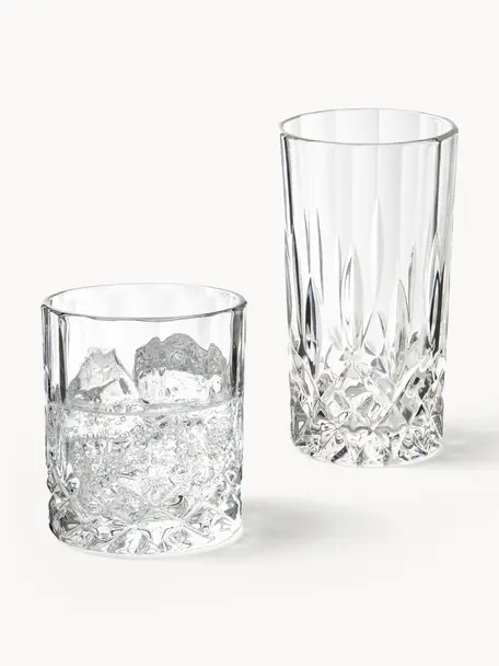 Cristalería con relieves George, 8 uds., Vidrio, Transparente, Set de diferentes tamaños