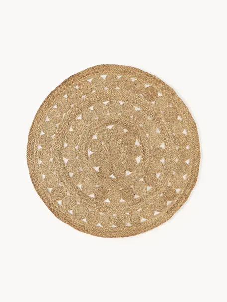 Tapis rond en jute Shyam, 100 % jute, Brun, Ø 150 cm (taille M)