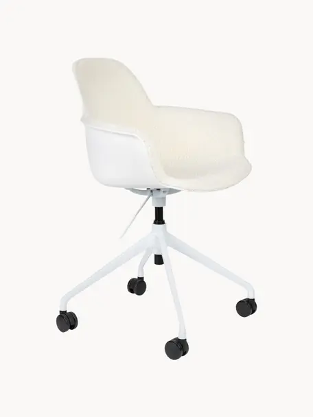 Buklé kancelárska stolička Albert, Biela, čierna, Š 59 x H 52 cm