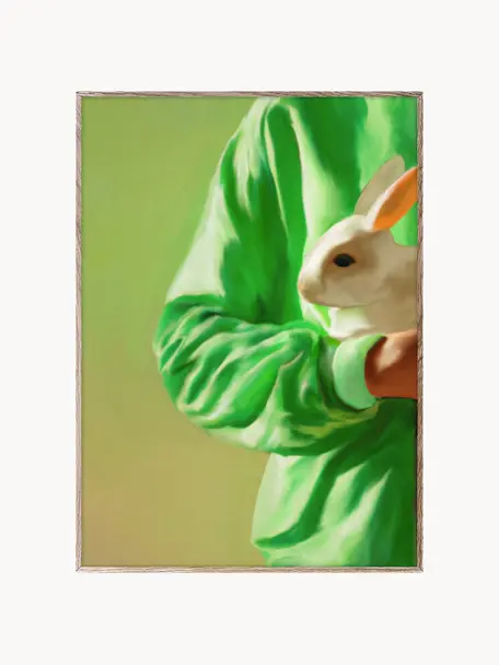 Poster White Rabbit, 210 g de papier mat de la marque Hahnemühle, impression numérique avec 10 couleurs résistantes aux UV, Tons verts, larg. 30 x haut. 40 cm