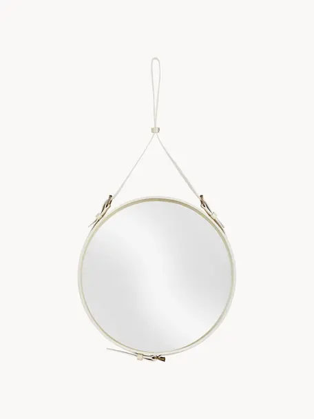 Espejo de pared redondo Adnet, Espejo: cristal, Blanco Off White, Ø 58 cm