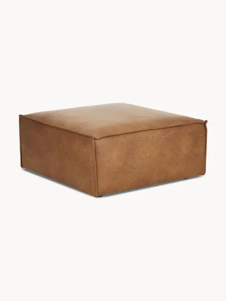 Sofa-Hocker Lennon aus recyceltem Leder, Bezug: Recyceltes Leder (70 % Le, Gestell: Massives Holz, Sperrholz, Füße: Kunststoff, Leder Braun, B 88 x T 88 cm
