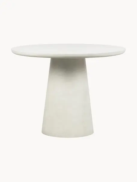 Table de jardin ronde Damon, Ø 100 cm, Argile, enduit, Blanc cassé, aspect béton, Ø 100 x haut. 76 cm