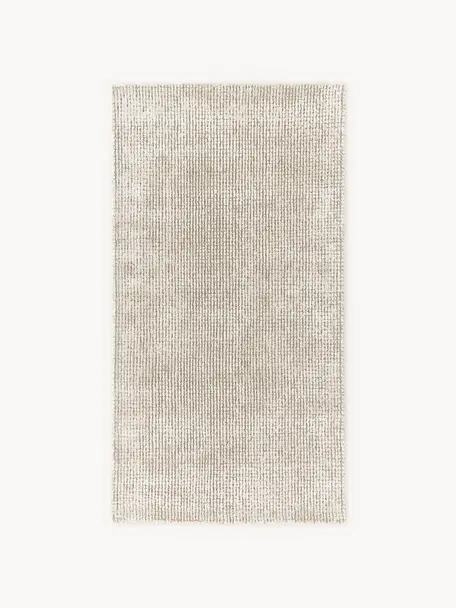 Handgewebter Kurzflor-Teppich Mansa, 56 % Wolle, RWS-zertifiziert, 44 % Viskose, Beige, Cremeweiss, B 80 x L 150 cm (Grösse XS)