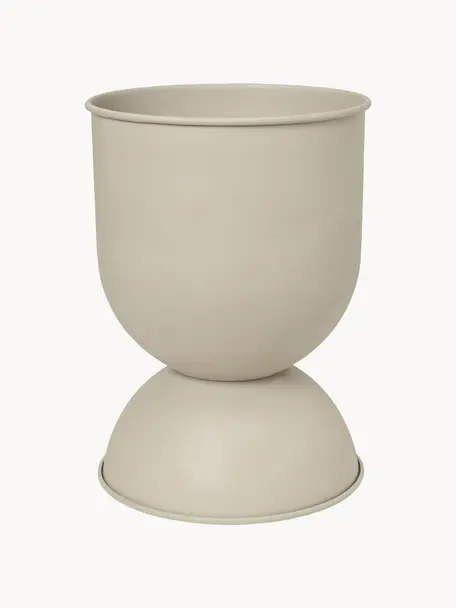 Cache-pot Hourglass, haut. 73 cm, Fer, enduit, Beige clair, mat, Ø 50 x haut. 73 cm