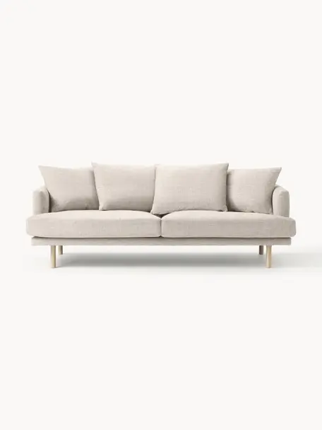 Sofa Adrian (3-Sitzer), Bezug: 47 % Viskose, 23 % Baumwo, Gestell: Sperrholz, Webstoff Hellbeige, B 214 x T 95 cm