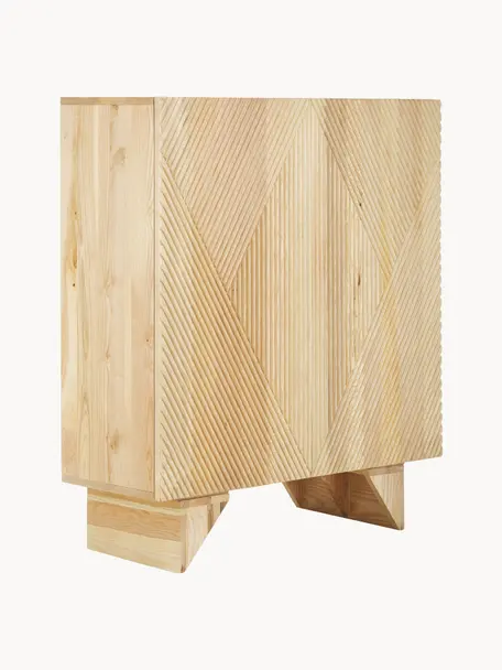 Highboard Louis aus massivem Eschenholz mit Türen, Korpus: Massives Eschenholz, lack, Eschenholz, B 100 x H 120 cm