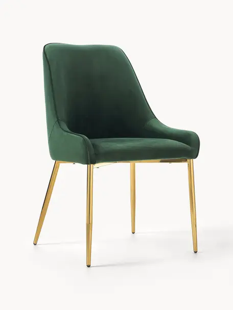 Chaise rembourrée en velours Ava, Velours vert foncé, larg. 53 x prof. 60 cm