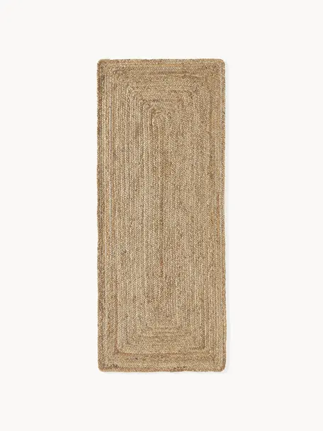 Ręcznie wykonany chodnik z juty Sharmila, 100% juta

Ponieważ dywany z juty są szorstkie, są mniej odpowiednie do bezpośredniego kontaktu ze skórą, Brązowy, S 80 x D 300 cm