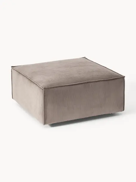 Reposapiés puf de pana Lennon, Tapizado: pana (92% poliéster, 8% p, Estructura: madera de pino maciza, co, Patas: plástico Las patas están , Pana gris pardo, An 88 x F 88 cm