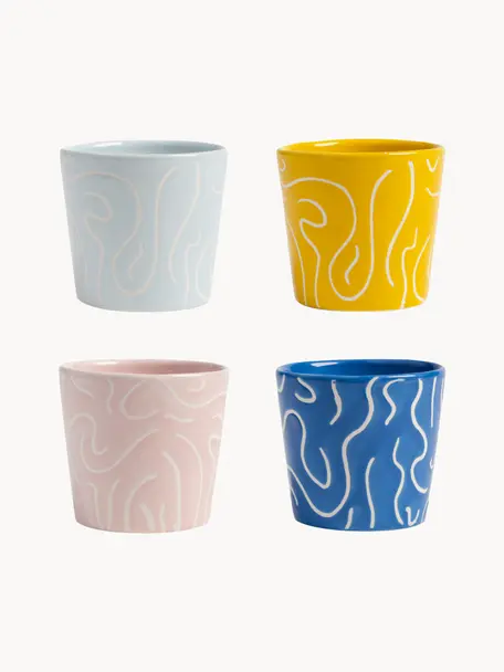 Tazas artesanales Soba, 4 uds., Porcelana, Multicolor, Ø 7 x Al 7 cm, 150 ml