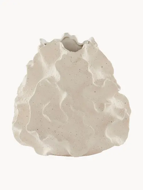 Handgemaakte design vaas Iva, H 22 cm, Keramiek, Gebroken wit, Ø 24 x H 22 cm