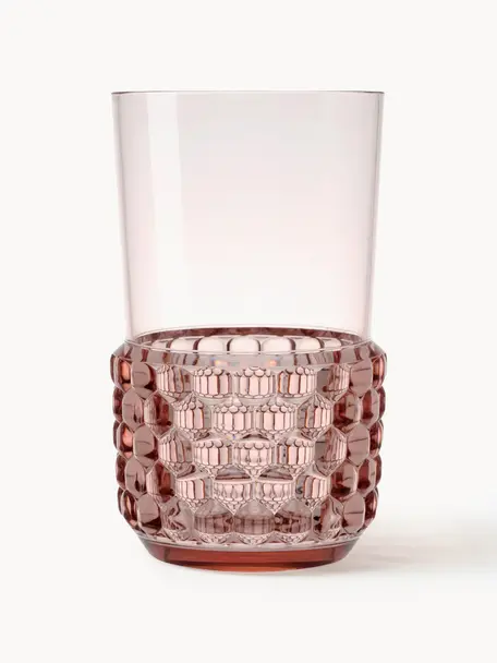 Bicchieri con motivo strutturato Jellies 4 pz, Plastica, Rosa chiaro, Ø 9 x Alt. 15 cm, 600 ml