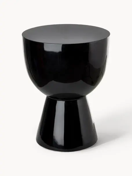 Table d'appoint ronde Tam Tam, Plastique, laqué, Noir, Ø 36 x haut. 46 cm