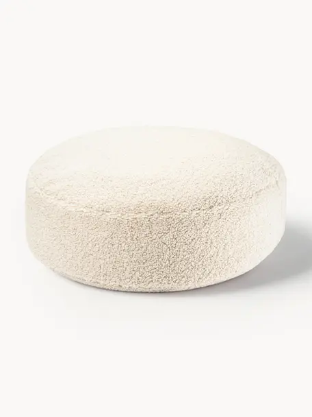 Pouf en peluche pour enfants Sugar, Ø 65 cm, Peluche blanc cassé, Ø 65 x haut. 20 cm